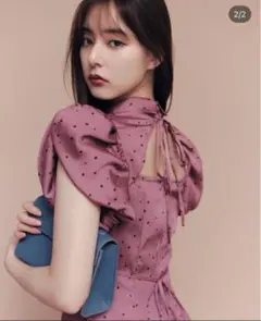 SNIDEL 新木優子着用 ギャザーパフスリーブ ワンピース サイズ0のサムネイル