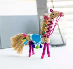 新品未使用 ピープルツリー ジュートのカラフルウマ 馬の置物 ハンドメイド