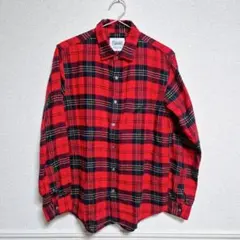 GLOBAL WORK ソフトタッチ フランネル シャツ S レッドチェック