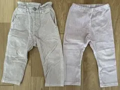 薄ピンクコーデュロイパンツ 2点セット 90cm