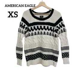 AMERICAN EAGLE 長袖ニット 白/ブラック　セーター　大きめXS S