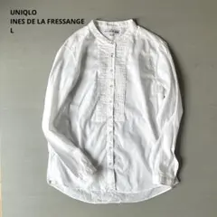 【美品】uniqloユニクロ INES イネスコラボ ピンタックブラウス　L