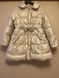 美品　メゾピアノ ダウンコート　リボンベルト　ビジュ付き　140
