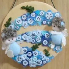 ⑥春リース＊ネモフィラ妖精。フェルトちりめん　ハンドメイド