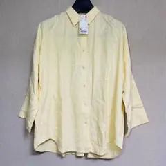 新品　UNIQLO ユニクロ　リネンブレンドブラウス　七分袖　イエロー