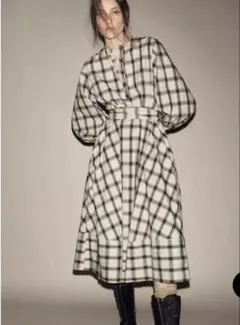ZARA チェック柄シャツワンピース　Lサイズ