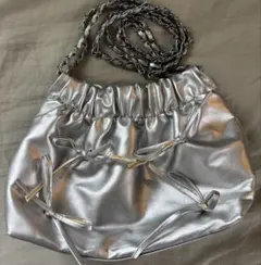 SHEIN シルバー ギャザー ハンドバッグ