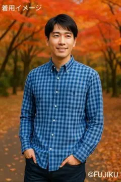 [未使用タグ付]POLO ライトブルー チェック柄シャツ XL 秋に爽やかのサムネイル