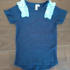 サマンサモスモス　ラーゴム　フリルリブトップス　ネイビー　110サイズ　☆彡
