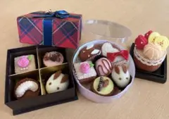 【美品】フェルト スイーツ 3点セット ハンドメイド インテリア 置物のサムネイル