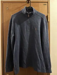 ラルフローレン くすみブルー M ハーフジップ スウェット トレーナー 古着