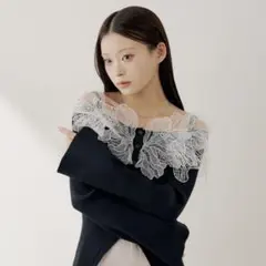 SALON by Chico】フラワーレースオフショルリブデザインニット - メルカリ