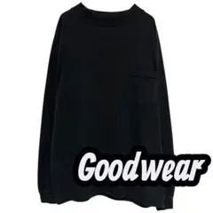 Goodwear USA製 クルーネック ロングT 綿100%ブラック 春夏秋冬