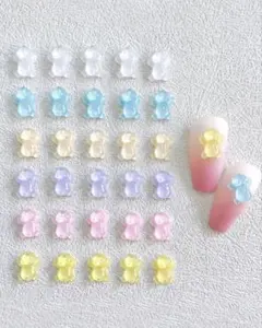 クマ型ネイルパーツ 5色セット A-25