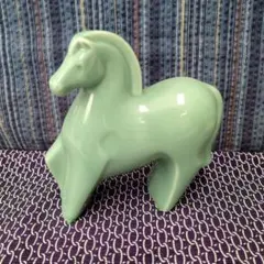 薬師窯　干支　馬　午　馬の陶器置物 ミントグリーン