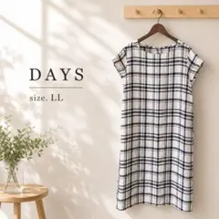 75美品　大きいサイズ　DAYS チェック　ワンピース　リネンのサムネイル