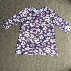 【最終価格】花柄 チュニック 七分袖 パープル系