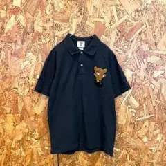 MUTO BEAR 半袖ポロシャツ くま ワッペン ワンポイント ブラック