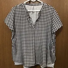 チェック柄 Vネック 半袖シャツ