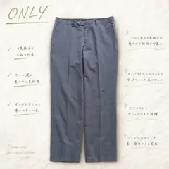 Y8236【オンリー】千鳥格子柄スラックスパンツ 上品 ウール混 ビジネス 青のサムネイル