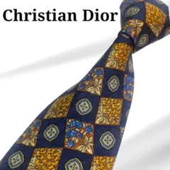 【未使用タグ付】Christian Dior ネクタイ 花柄 ネイビー