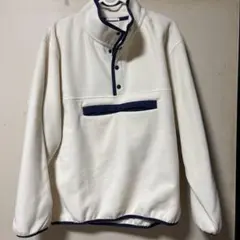ホワイト フリースジャケット ハーフジップ