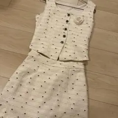 アイボリー ツイード風 セットアップ ドレス ワンピース