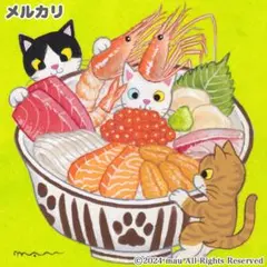 原画「猫のタマVS大ダコ〜郷土玩具の決戦」猫/イラスト/アート/絵画