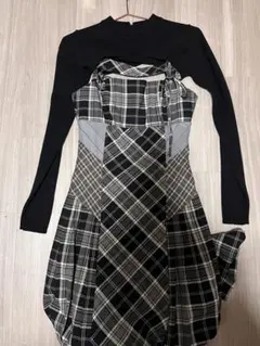 andmary Nadia check pleats mini dress - メルカリ