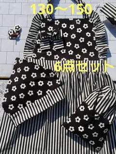 キッズエプロン　6点セット　130〜150 ハンドメイド　お得　大人柄　花柄