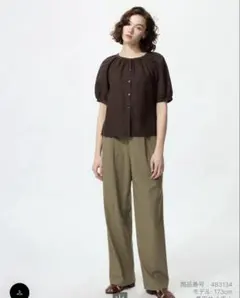 UNIQLO ユニクロ　タックワイドパンツ　丈長め　オリーブ　xs