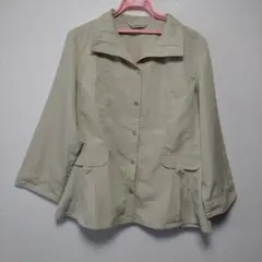 【美品】レディース　しまむら　ライトグリーン ボタンアップジャケット　Ｌサイズ