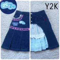 Y2K　ベティーズブルー　エイミーちゃんワッペン付き重ね着デニムスカート　00Sのサムネイル