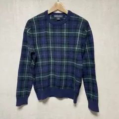 80s RalphLauren ブラックウォッチ カーディガン ポニー無 M - メルカリ