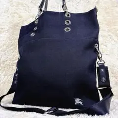 バーバリーブルーレーベル 2way トートバッグ キャンバス ホースロゴ A4