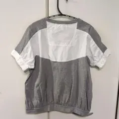 【ル シャンテ】美品♡日本製　グレー 半袖 Tシャツ/カットソー 綿　異素材