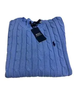 新品Polo by Ralph Lauren ケーブルニットコットンブルーS