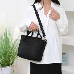 最終値下げ　キャンバストートバッグショルダーバック2wayブラック多機能