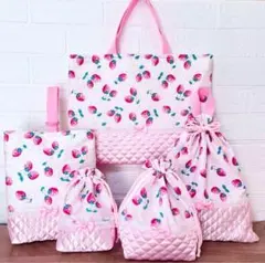 入園入学グッズ　5点セット　いちご✖️パステルピンク