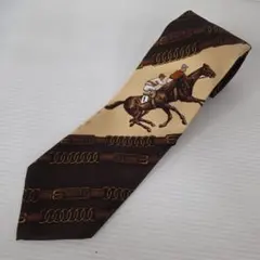 Polo RALPH LAUREN 馬 デザイン ネクタイ ブラウン ベージュ