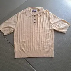 ZARA リブ編みポロシャツ L クリーム色