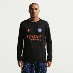 XXL ロングTシャツ プレマッチ ACG 25/26 インテル ロングスリーブプレマッチシャツ インテル　ACG 黒 メルカリ - ウェア