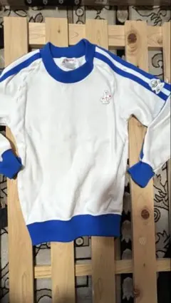 体操服 130サイズ ホワイト/ブルー ストライプ