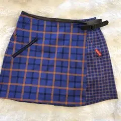 新品ルコックスポルティフ ゴルフ チェック柄2WAY巻スカート風ショートパンツM