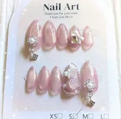 ワンホン量産型韓国マグネットネイルホログラムチェーン囲みネイルチップ