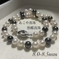 【大珠✨テリ良】あこや真珠 黒蝶真珠 ネックレス 8.0-8.5 マルチカラー