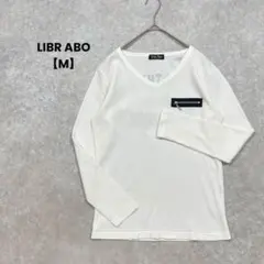 リーブルアボ　バックプリントTシャツ　白【M】ワッフル生地　Ｖネック