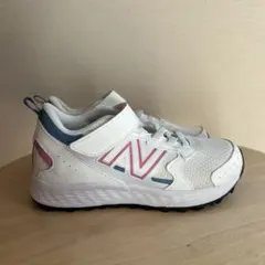 New Balance スニーカー 17.5cm ホワイト/ピンク/ブルー