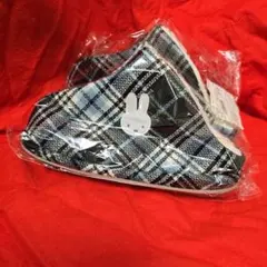 ミッフィー チェック柄 フリーススリッパ 22-26cm　ブルー系