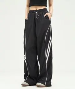 【新品】MAISON DE THERESE ウエスト紐配色ラインパンツ　Lサイズ